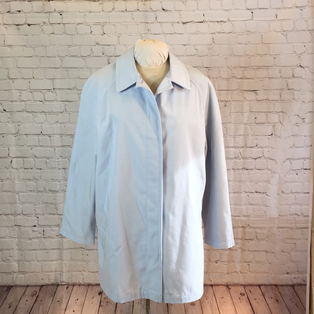 Towne Collection Jacket Powder Blue Raincoat w/ Pockets 1X